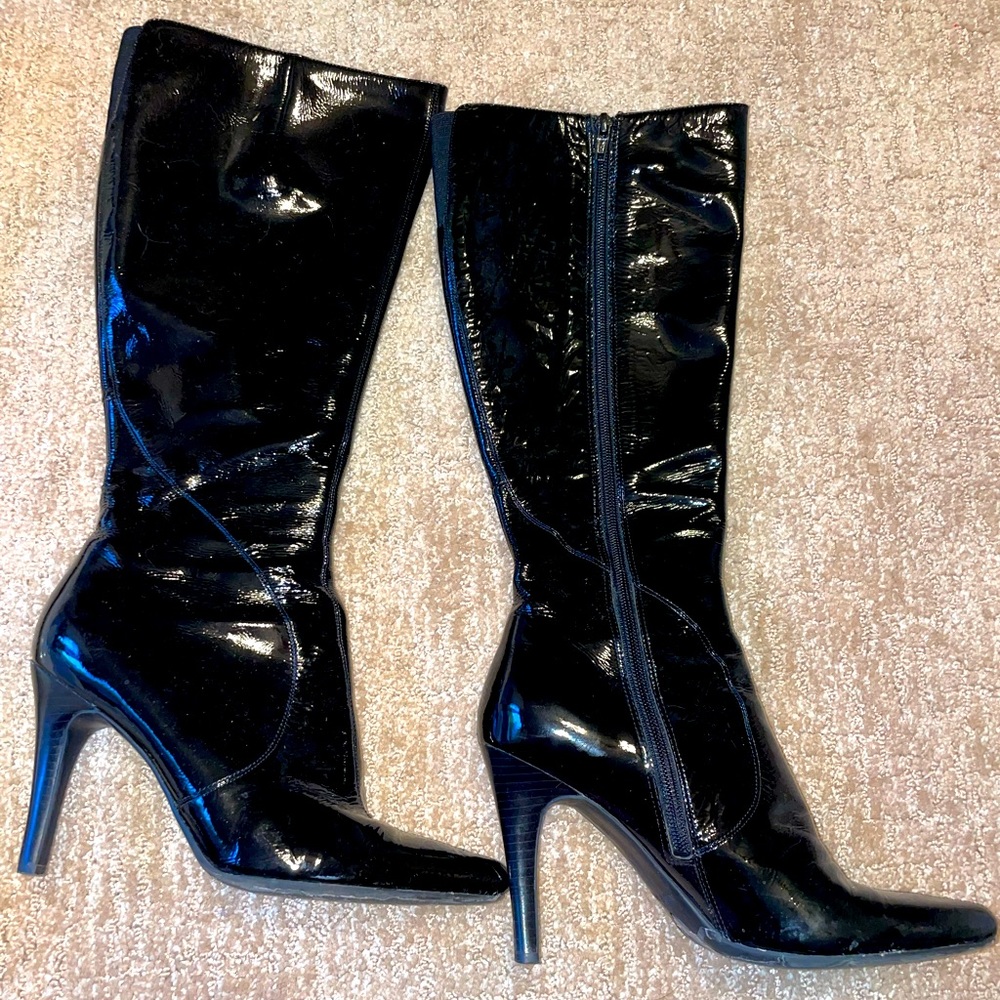 Nine West, Black Heeled Boots, Size 8